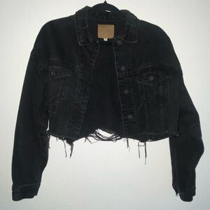Cropped Black Denim Jacket